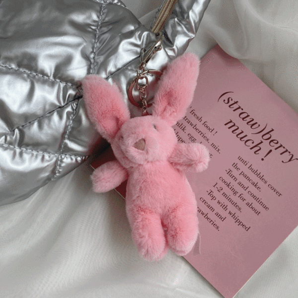 핑크 토끼 인형 키링 가방 장식 키홀더